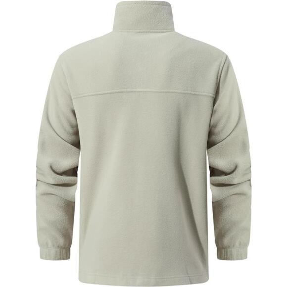 Men's Soft Polar Fleece Jacket with Pockets Lightweight Outdoor Light Grey Color - Picture 3 of 9